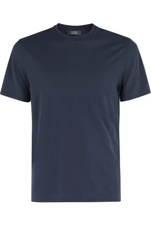 ZANONE Top, Herre, Blå, M, Bomuld, Blå Åben Hals T-shirt Kort Ærme