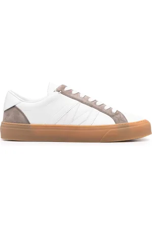 Moncler Sko, Herre, Hvid, 41 1/2 EU, Læder, Læder Sneakers med Ruskinddetaljer