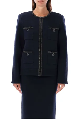 Self-Portrait Strik, Dame, Blå, M, Bomuld, Embellished Navy Strik Cardigan