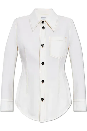 Bottega Veneta Bluser & Skjorter, Dame, Hvid, XS, Uld, Uldskjorte