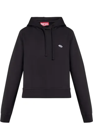 Diesel Sweathshirts & Hoodies, Dame, Sort, L, Bomuld, Patched hættetrøje