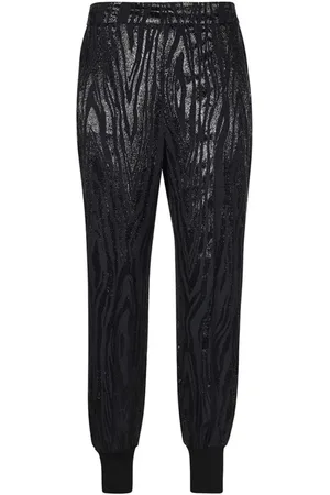 Stella McCartney Bukser, Dame, Sort, 2XS, Bomuld, Lurex Joggers med Ribkant ved Anklerne