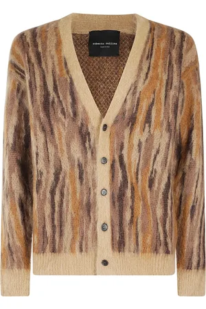 Roberto Collina Strik, Herre, Brun, L, Uld, Mohair Uld Cardigan