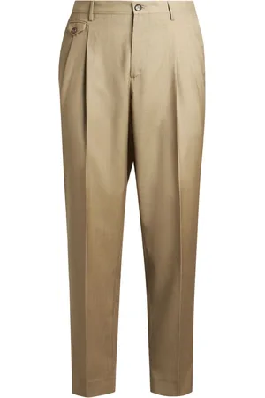Etro Bukser, Herre, Brun, XL, Uld, Beige Uldne Bukser med Lige Ben