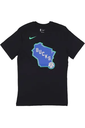 Nike Top, Herre, Sort, L, Bomuld, Milwaukee Bucks Logo Tee Sort