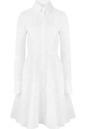 Nina Ricci Kjole, Dame, Hvid, S, Bomuld, Hvid Bomuldspoplin Skjortekjole