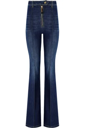 Elisabetta Franchi Jeans, Dame, Blå, W32, Denim, Flare Denim Jeans