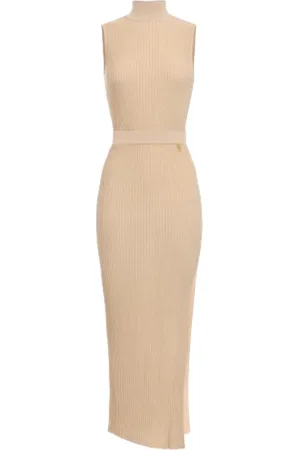 Elisabetta Franchi Kjole, Dame, , XS, Ribbet Viscose Lurex Midi-kjole