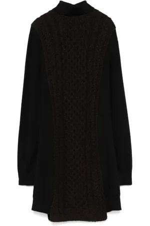 Fendi Kjole, Dame, Brun, XS, Uld, Aran Strikket Uld Midi Kjole