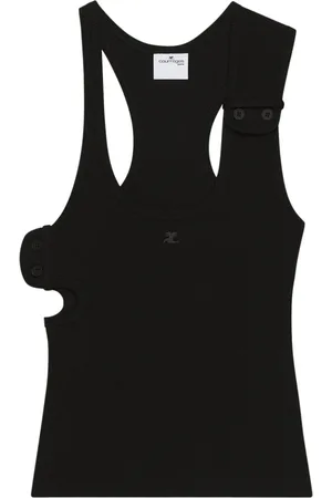 Courrèges Top, Dame, Sort, M, Bomuld, Ribstrikket Tanktop