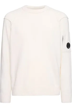 C.P. Company Strik, Herre, Hvid, 2XL, Uld, Hvid Lammeuld Crewneck Sweater