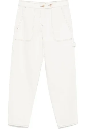 Emporio Armani Bukser, Dame, Hvid, W30, Hvide Bukser med Skjult Lynlås