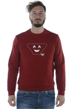 Emporio Armani Sweathshirts & Hoodies, Herre, Rød, M, Bomuld, Sweatshirt Hættetrøje
