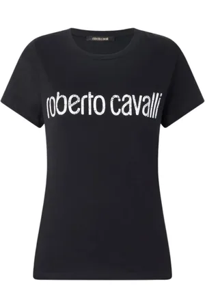 Roberto Cavalli Top, Dame, Sort, S, Bomuld, Vintage Logo Bomuld Crew Neck T-Shirt