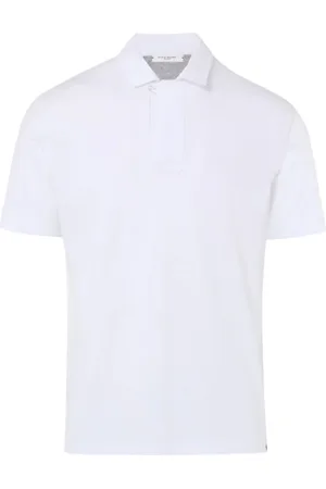 Paolo Pecora Top, Herre, Hvid, XL, Uld, Hvid Stribet Strik Skjorte