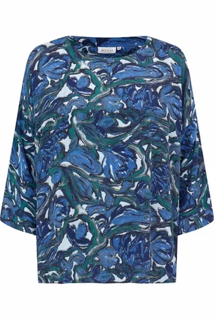 Masai Bluser & Skjorter, Dame, Flerfarvet, S, Blue Fog Oversized Top 3/4 Ærmer