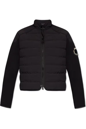 Moncler Strik, Dame, Sort, L, Bomuld, Cardigan med dunfront