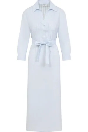 PESERICO SIGN Kjole, Dame, Blå, M, Linned, Blå Linnedkjole Elegant Casual Stil
