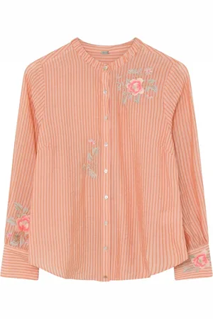 gustav Bluser & Skjorter, Dame, , 3XL, Uld, Stribet Skjorte med Broderede Detaljer