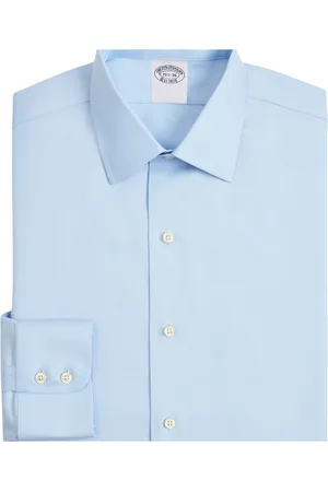 Brooks Brothers Skjorte, Herre, Blå, L, Bomuld, Lyseblå Regular Fit Skjorte med Ainsley Krave