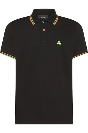Peuterey Top, Herre, Sort, 3XL, Bomuld, Sort bomuldspolo med fluorescerende detaljer