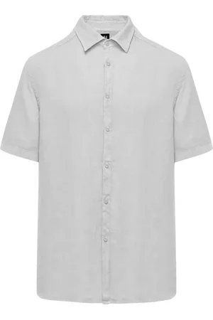 Bomboogie Skjorte, Herre, Hvid, XS, Uld, Linen Kortærmet Skjorte