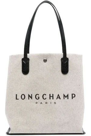 Longchamp Taske, Dame, Hvid, ONE SIZE, Bomuld, Hvid Beige Tote Bag med Logo