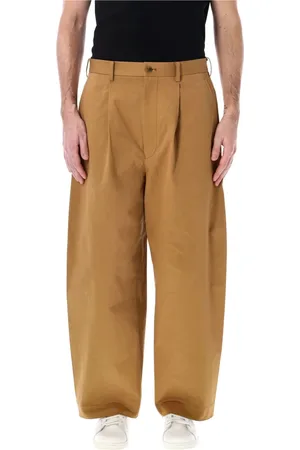 Comme des Garçons Bukser, Herre, Brun, M, Uld, Beige Chino Bukser Stilfuld Bred Ben