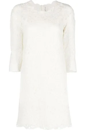 ERMANNO SCERVINO Kjole, Dame, Hvid, XS, Tyl, Hvid Guipure Blonde Shift Minikjole