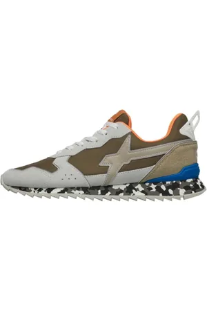 W6YZ Sko, Herre, Flerfarvet, 44 EU, Uld, Hvide og militærgrønne sneakers