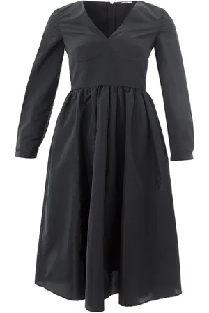 LARDINI Kjole, Dame, Sort, XS, Polyester, Sort V-hals lang kjole