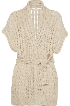 Brunello Cucinelli Strik, Dame, , M, Sweater med Slips foran