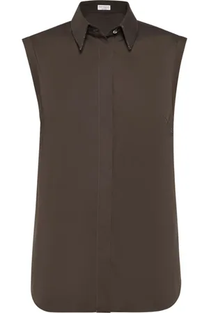 Brunello Cucinelli Bluser & Skjorter, Dame, Brun, M, Bomuld, Brun skjorte