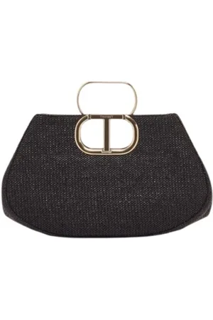 Twin-Set Taske, Dame, Sort, ONE SIZE, Uld, Lila Skuldertaske med Stråeffekt