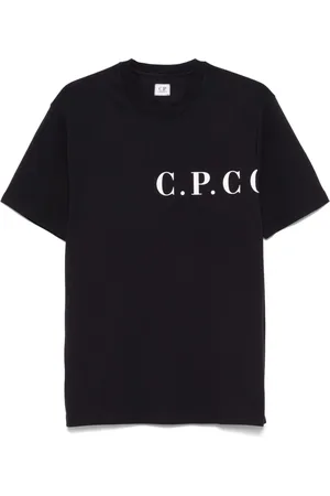 C.P. Company Top, Herre, Blå, M, Bomuld, 24/1 Jersey Logo Label T-Shirt