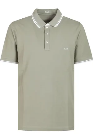 FAY Top, Herre, Grøn, L, Bomuld, Stribet poloshirt med dobbelt krave