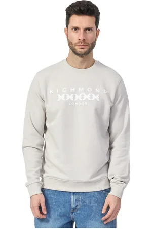 John Richmond Sweathshirts & Hoodies, Herre, Grå, L, Bomuld, Grå Crewneck Bomuldssweater