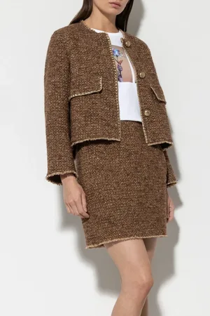 Luisa Cerano Jakke, Dame, Brun, M, Tweed, Tweedjakke med gyldent skær