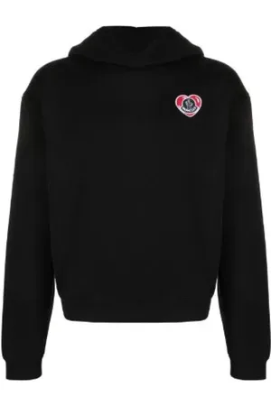 Moncler Sweathshirts & Hoodies, Herre, Sort, M, Bomuld, Logo Applique Hoodie
