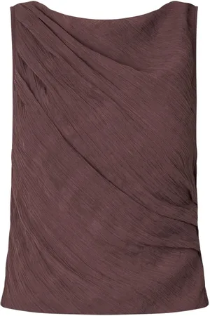 Samsøe Samsøe Top, Dame, Brun, L, Uld, Twist Draperet Ærmeløs Top