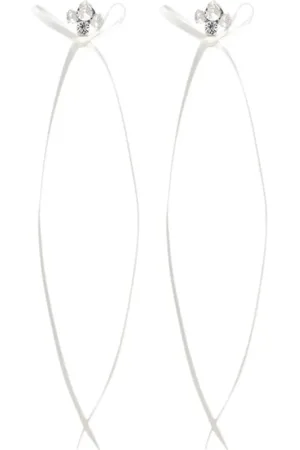 Simone Rocha Tilbehør, Dame, Hvid, ONE SIZE, Sløjfe Bånd Stud Øreringe