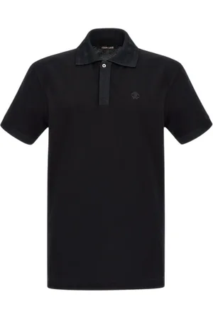 Roberto Cavalli Top, Herre, Sort, L, Bomuld, Sort Logo Polo Made in Italy