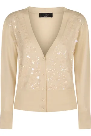 Fabiana Filippi Strik, Dame, , M, Bomuld, Sequin Wool Cardigan