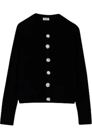 Liu Jo Strik, Dame, Sort, S, Polyester, Sort Knap Cardigan