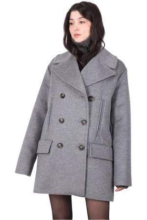 Sportmax Frakke, Dame, Grå, 3XS, Uld, Oversize Uld Caban