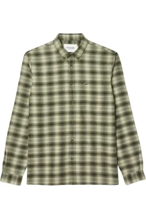 Lacoste Skjorte, Herre, Grøn, 2XL, Bomuld, Langærmet Skjorte med Tern