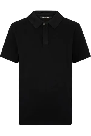 Roberto Cavalli Top, Herre, Sort, M, Bomuld, Slange Skala Prydet Bomuld Polo Skjorte