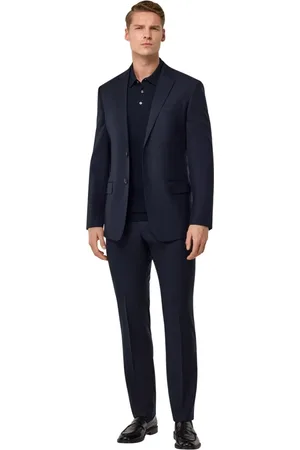 Boggi Milano Jakkesæt, Herre, Blå, L, Uld, Micro Herringbone Suit i strækuld
