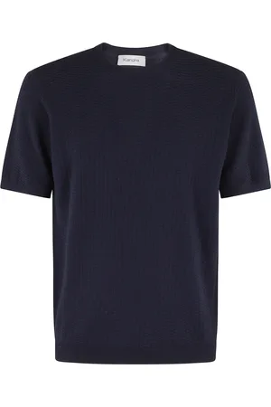 KANGRA CASHMERE Strik, Herre, Blå, M, Bomuld, Blå Bomuld Linned Strik Trøje