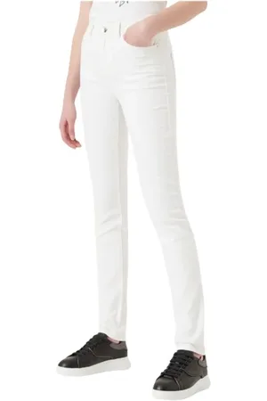 Emporio Armani Jeans, Dame, Hvid, W28, Bomuld, Slim J18 bomuldsjeans med høj talje
